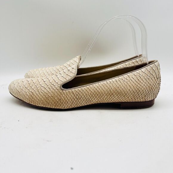 M Gemi Loafers Womens 7 Off White Snake Print Smoking Venetian Flats Italy Shoes - Picture 4 of 11